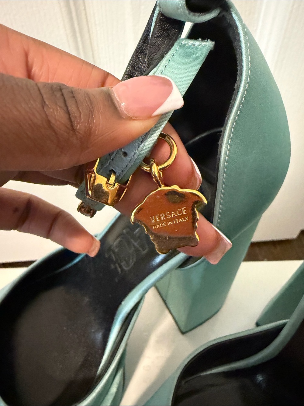Blue/Green Versace Platform Heel - Picture 3 of 5